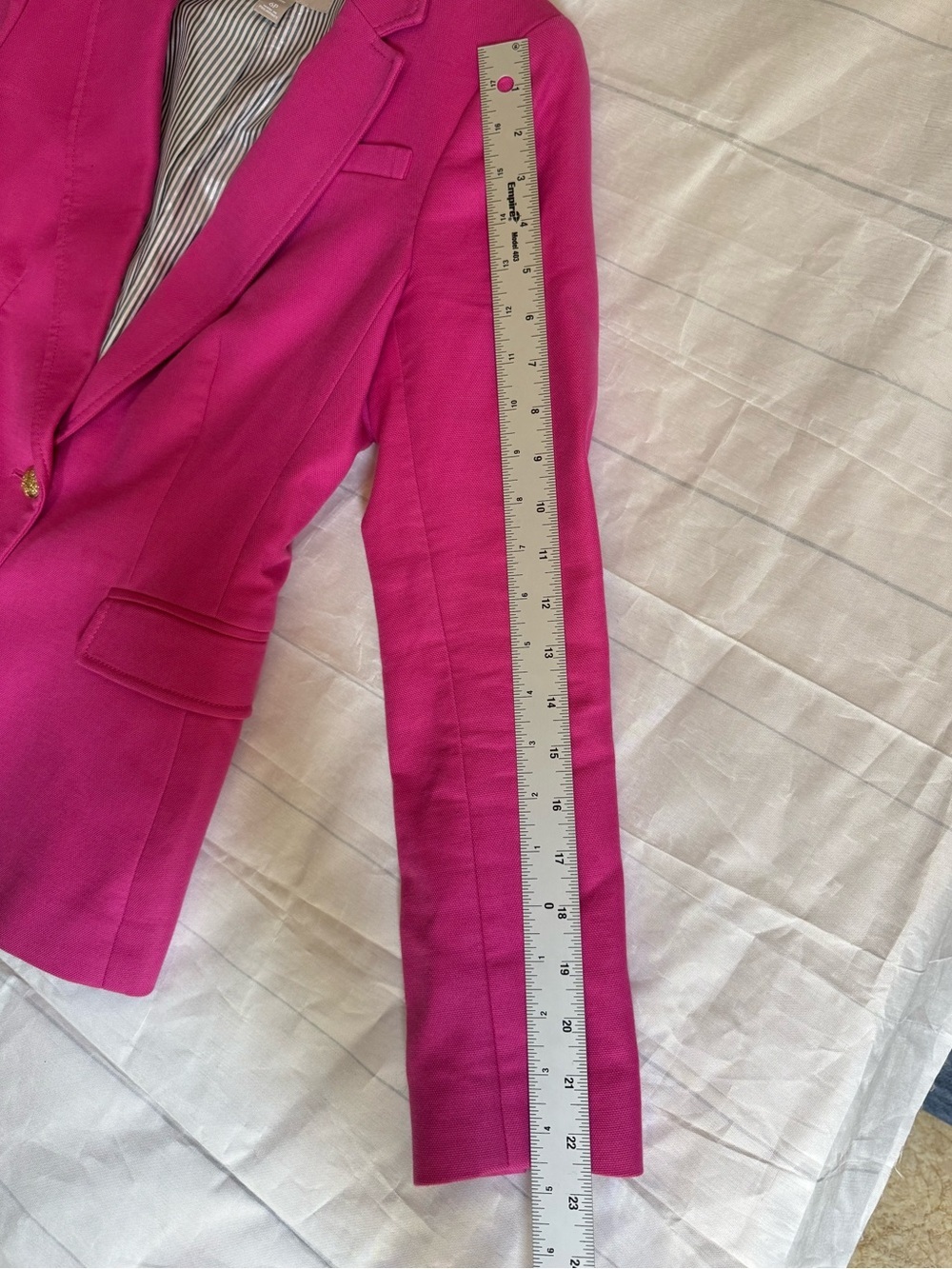 Banana Republic pink blazer with gold button, striped interior lining Petite - Picture 16 of 16